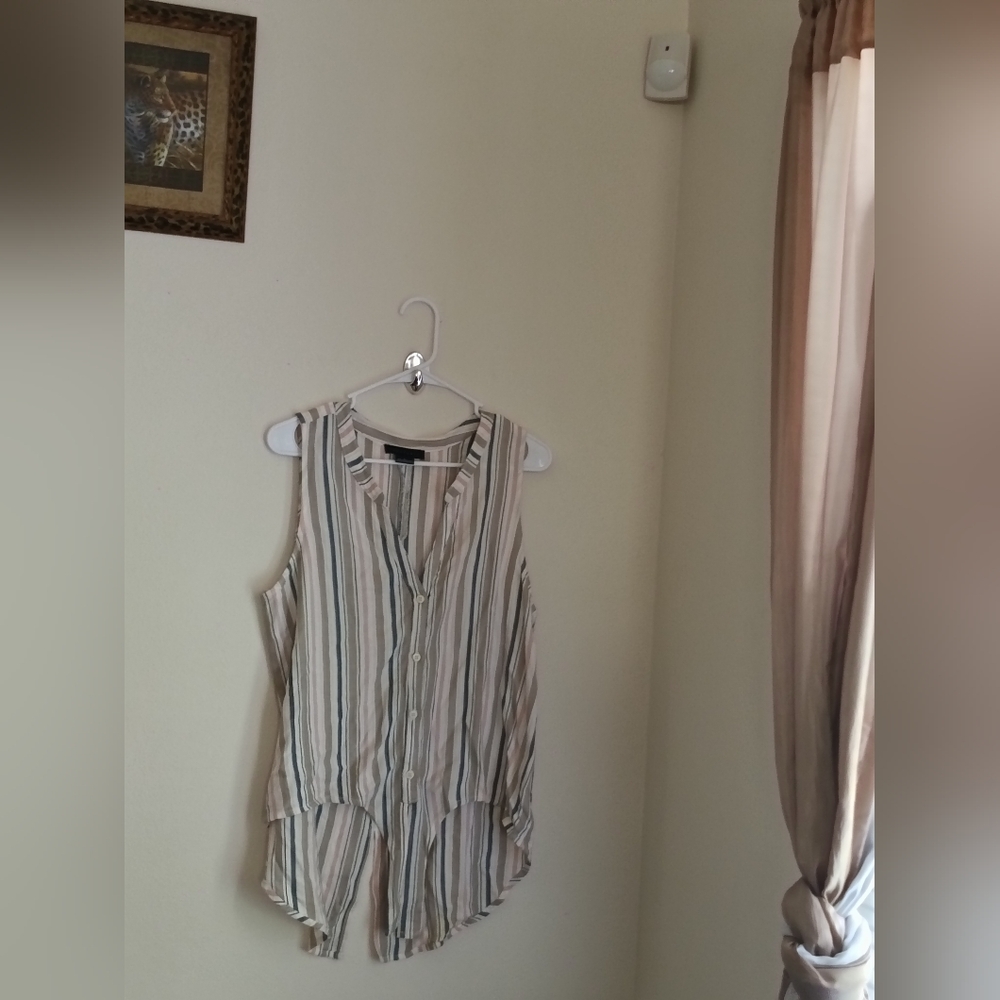 Sanctuary Blouse Women L Multicolor Striped Top Beach Vacation Casual Versatile